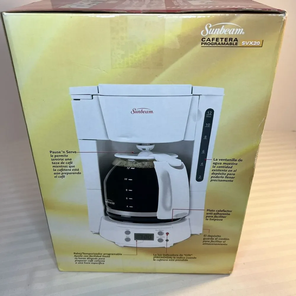 Vtg Sunbeam 12‎ Cup Coffeemaker Model SVX20 White 2005 Pause 'n Serve